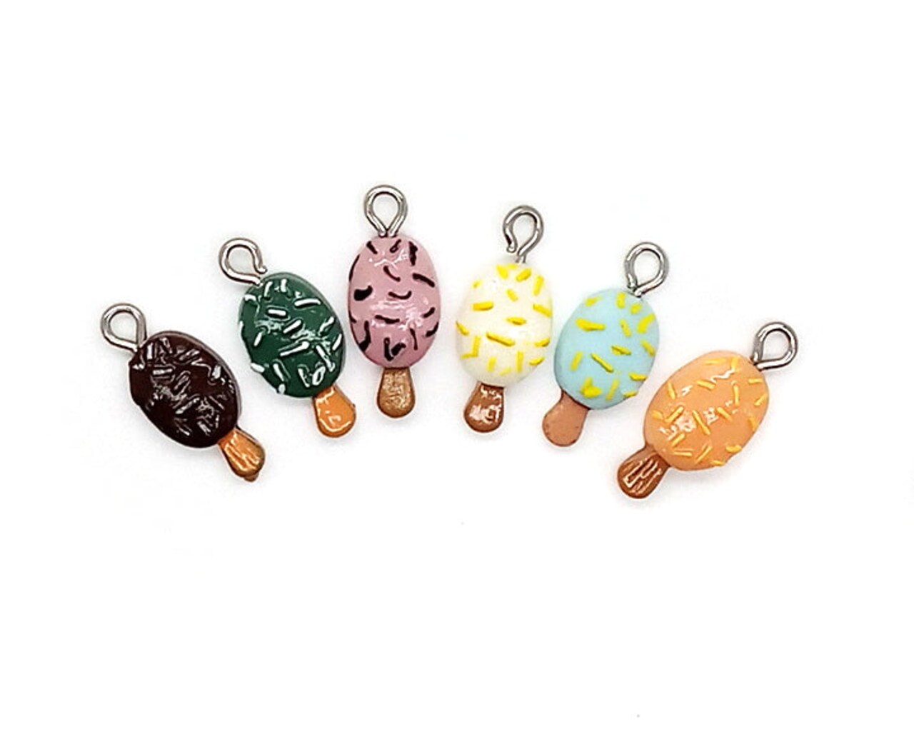 Tiny Popsicle Charms, Set of 8 Miniature Food Pendants, Adorabilities